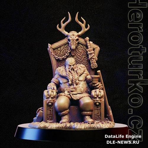 3D Print Model Barbarian konung on throne