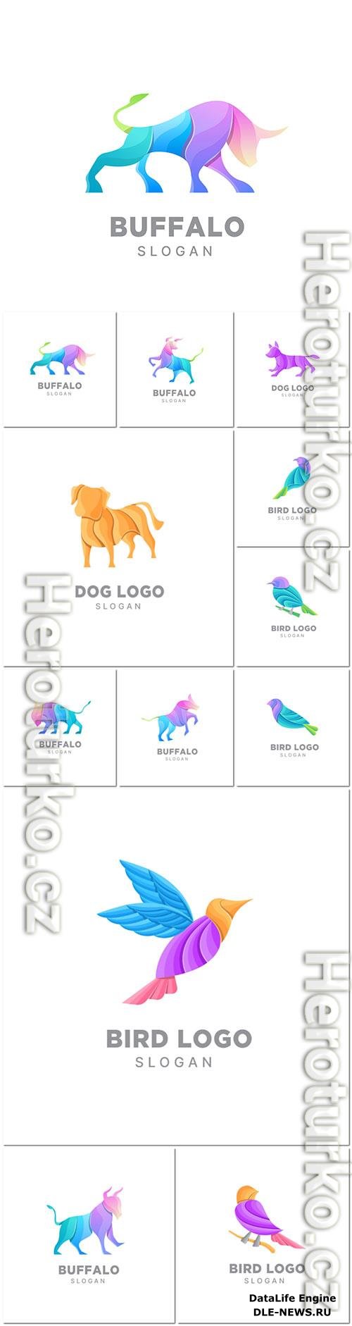 Exclusive logos with animals and birds premium vector