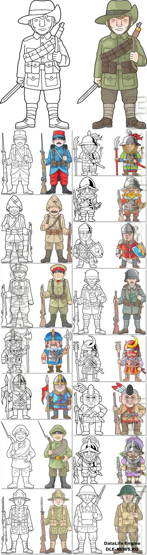 Cartoon soldier war premium vector