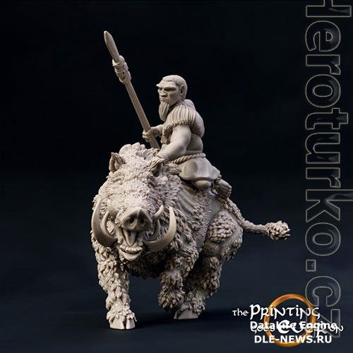 3D Print Model Great Boar with Rider