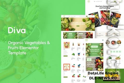 Themeforest Diva - Organic Vegetables & Fruits Elementor Template Kit 36832339