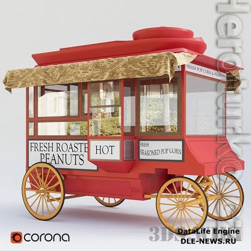 Popcorn wagon - 1903 Cretors Model C 3D Model