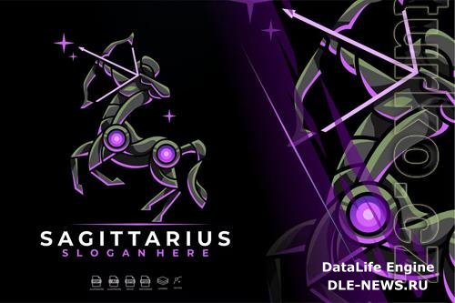 Modern Mecha Robotic Zodiac Sagittarius Logo Icon