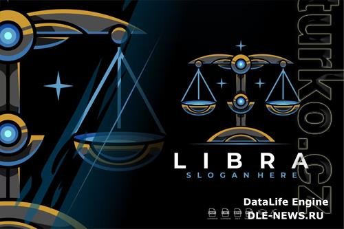 Modern Mecha Robotic Zodiac Libra Logo Design