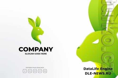 Head Green Rabbit Gradient Animal Logo Design