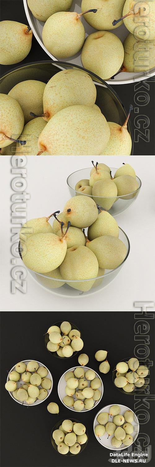 HD Realistic Japanese Pears 3D Model