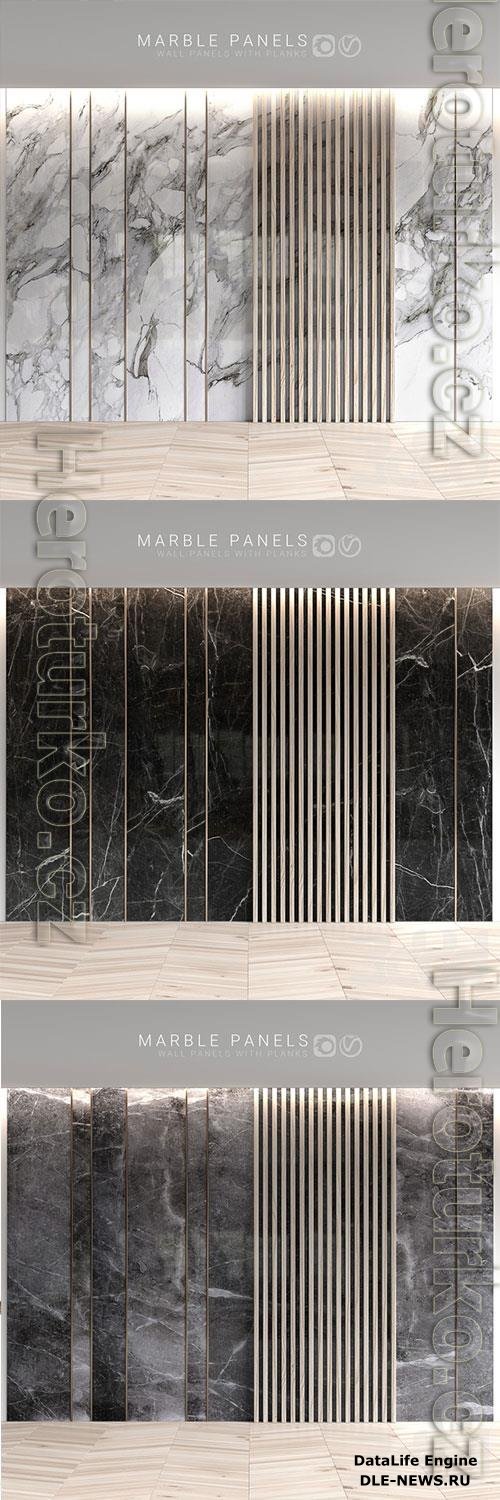 Marble Panels with Planks 3D Model