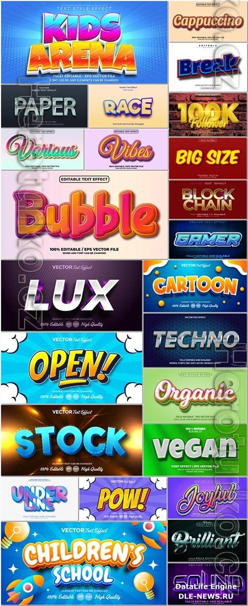 3d editable text style effect vector vol 1051