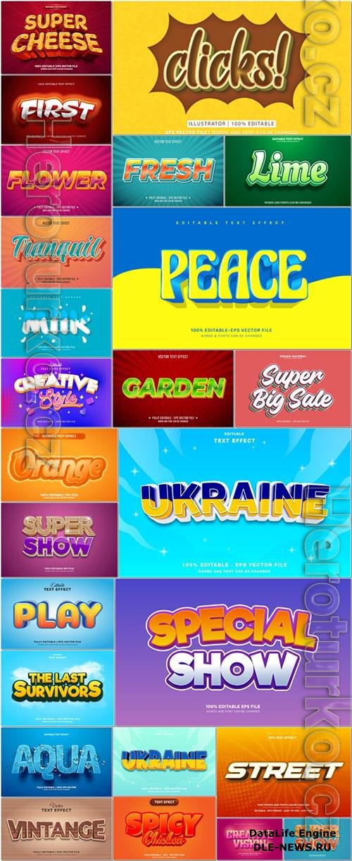 3d editable text style effect vector vol 1048