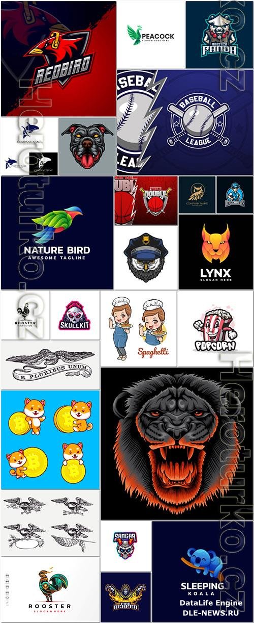 Mascot logo design set premium vector vol 48