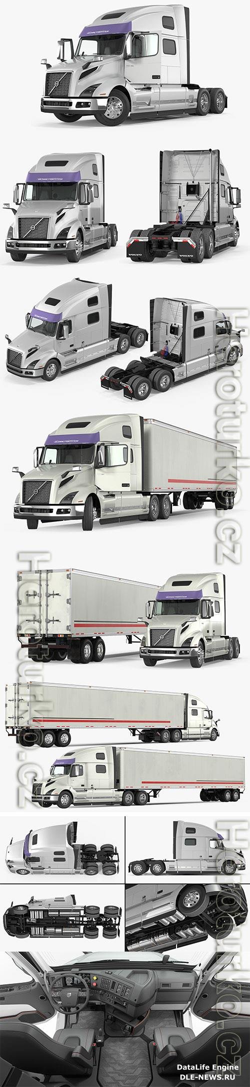 Volvo VNL 860 Truck 2018 with Trailer Rigged 3D Model