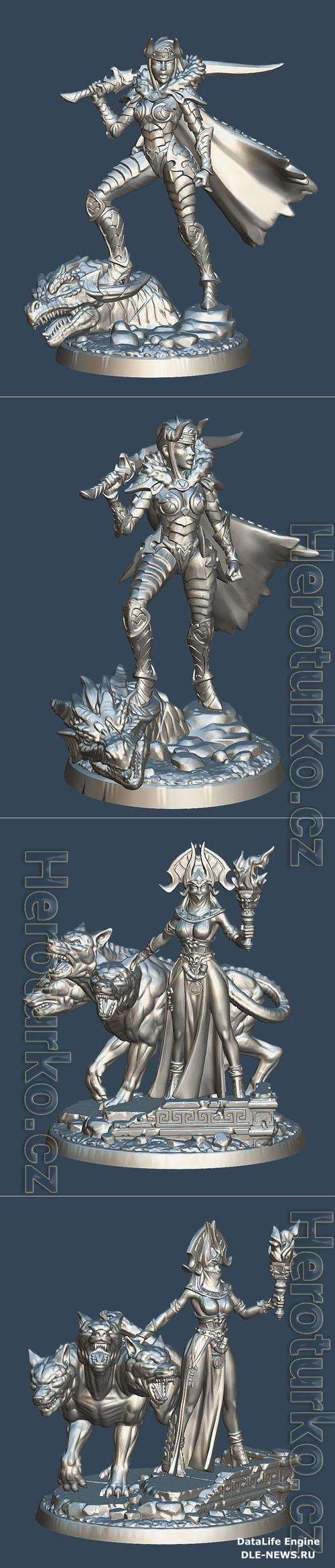 Dragon Slayer and Daughter of Persephone Necromancer 3D Print Model