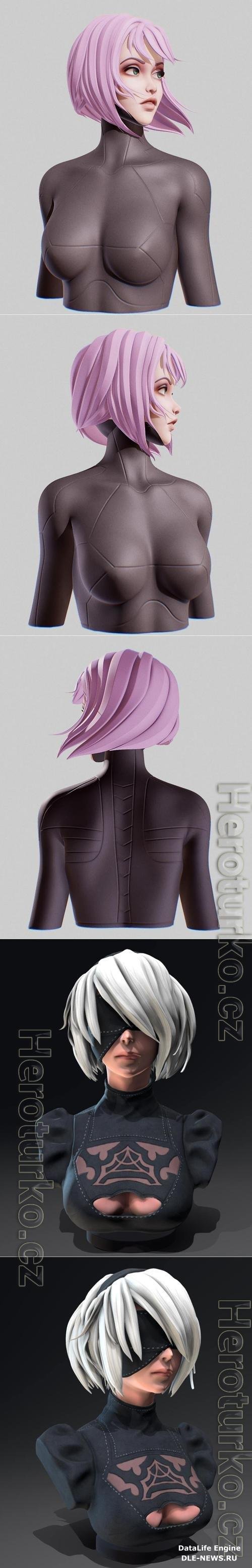 3D STL Android Remake and 2B Bust