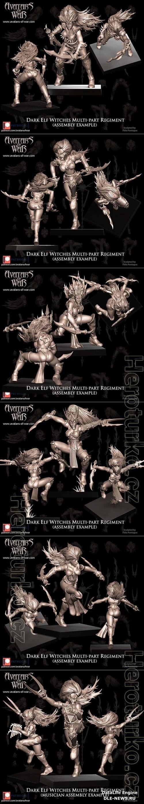 3D STL Avatars of War - Dark Elf Witches