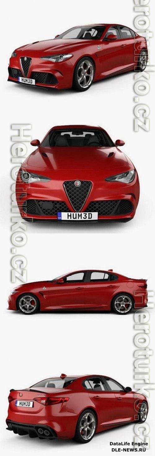 Alfa Romeo Giulia Quadrifoglio with HQ interior 2016 3D Model