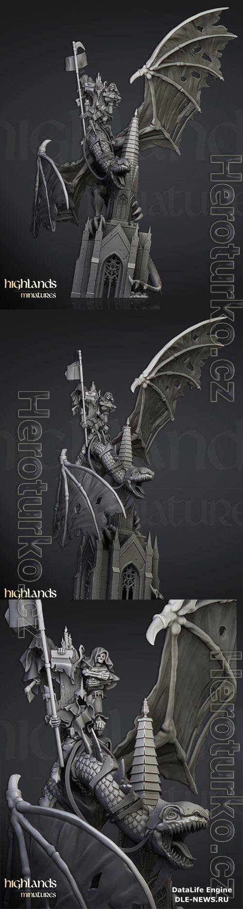 Ezekiel, Lord Necromancer on Flying Monster - Highlands Miniatures 3D Print