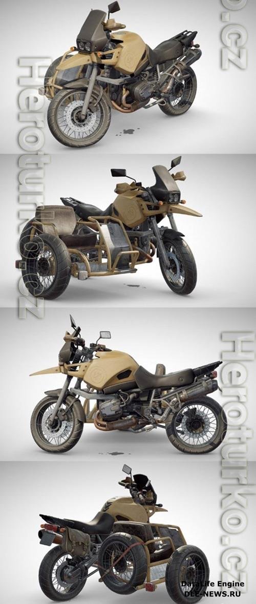 Motorcycle With Sidecar 3D Model