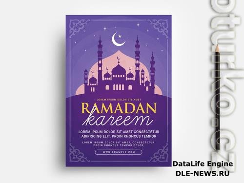 Purple Ramadan Flyer Layout with Mosque Illustration 326497184