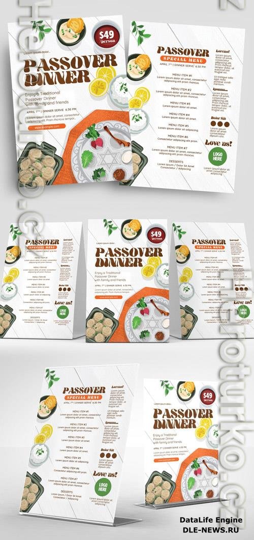 Passover Event Flyer Layout with Food Illustrations 326497120