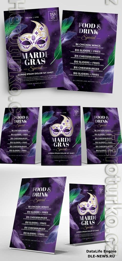 Mardi Gras Flyer with Carnival Masquerade Mask Illustrations 326497153