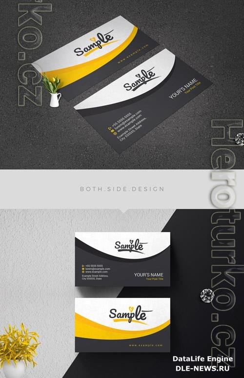 Business Card Layout with Yellow Accents 210910133