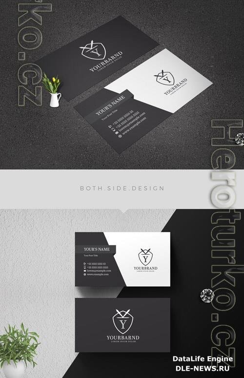 Business Card Layout with Dark Gray Diagonal Elements 209241362