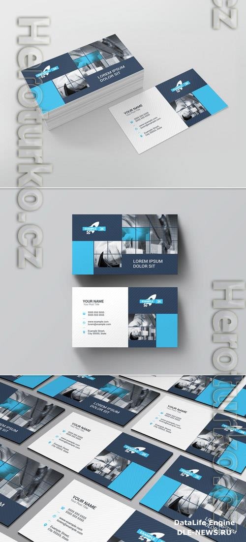 Business Card Layout with Blue Blocks 210725627