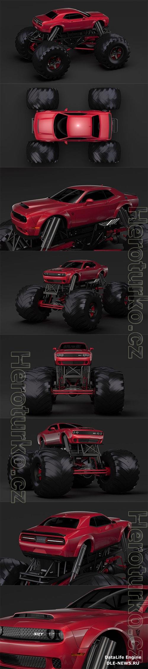 Monster Truck Dodge Challenger Demon 3D Model