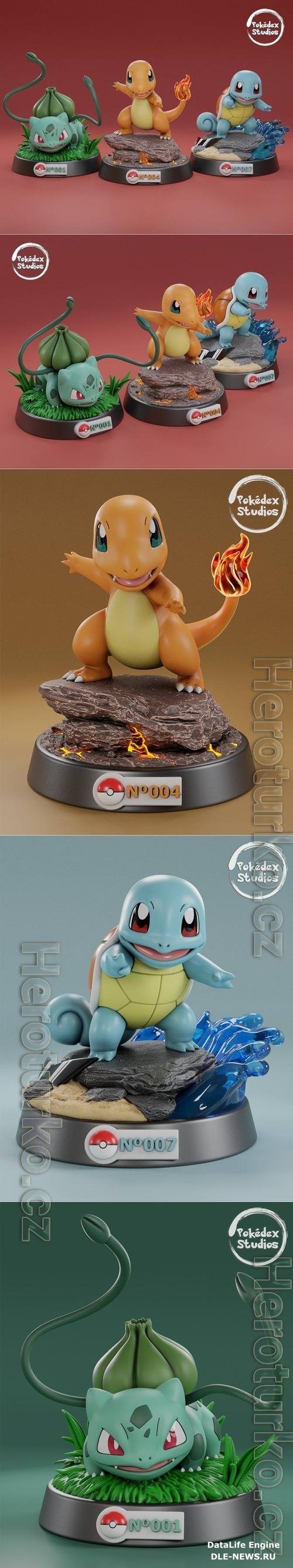 Pokedex Studios - Welcome Pack - Bulbasaur, Charmander, Squirtle 3D Print