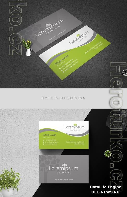 Business Card Layout with Heart-Shaped Leaves Tree 204275698