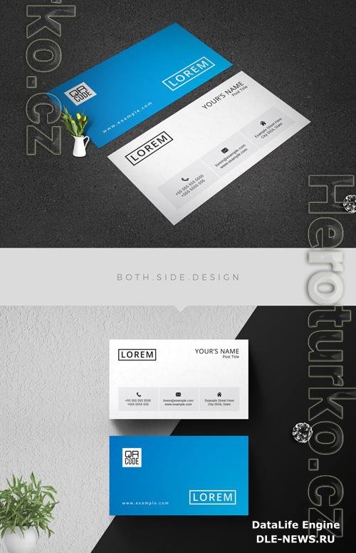 Business Card Layout with Blue Accents 210195450