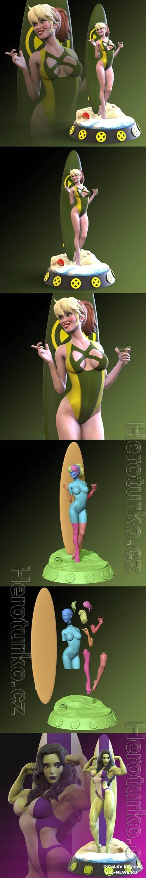 Marvel heroines Surfers 3D Print