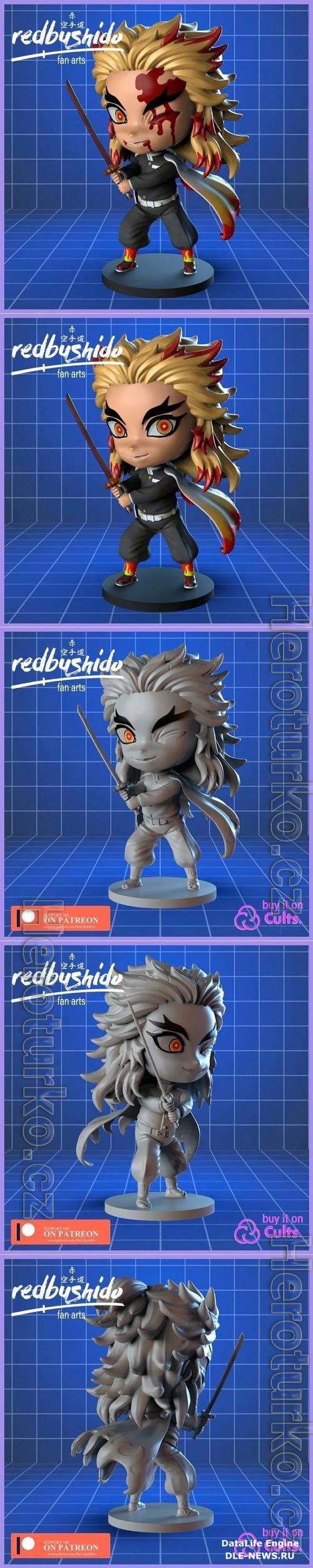 Kyojuro Rengoku Nendoroid Style Fan Art From Kimetsu No Yaiba 3D Print