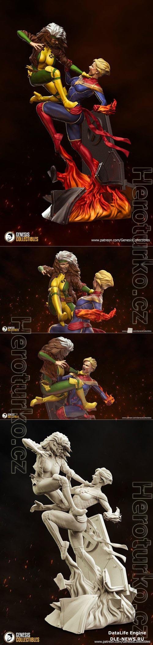 Rogue vs Captain Marvel 3D Print