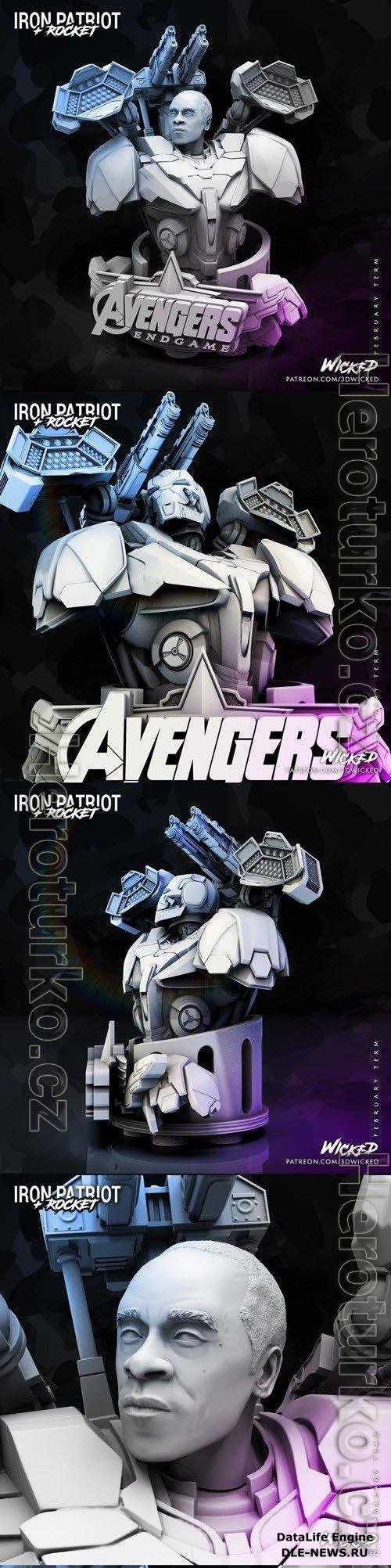 Wicked Marvel Avengers Endgame Iron Patriot Bust 3D Print