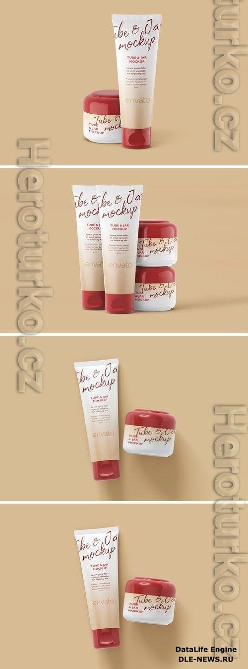 Cosmetic Jar and Tube Mockup WBYMKPA