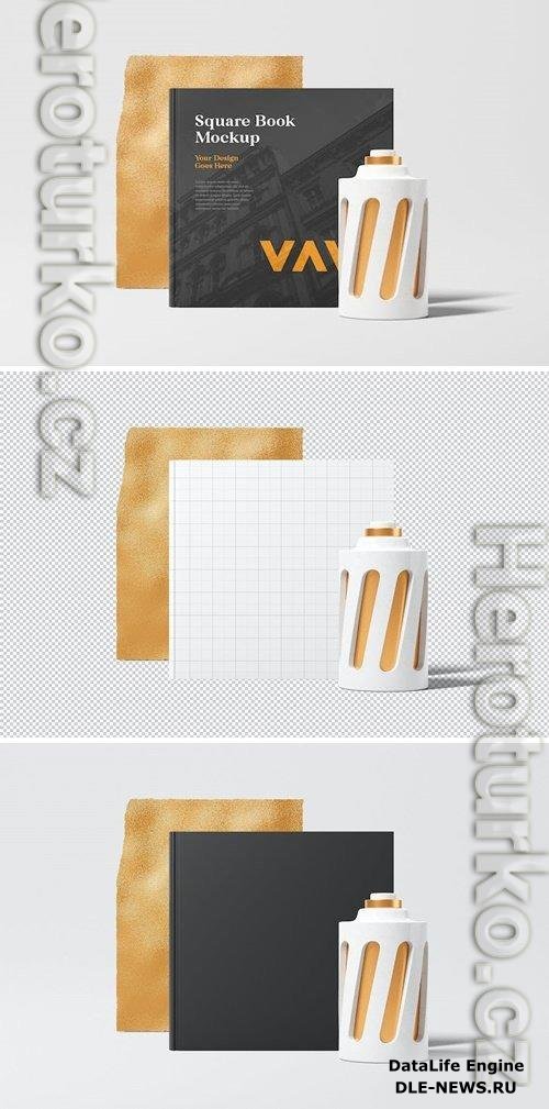 Square Book Cover Mockup B3URXEW