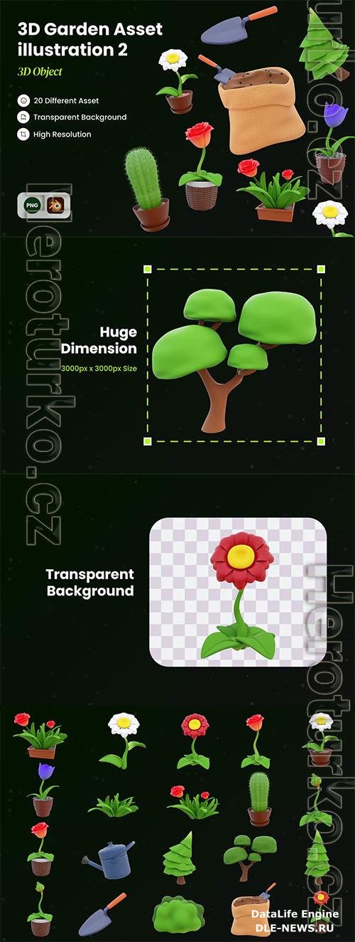 3D Garden Asset Illustration 2