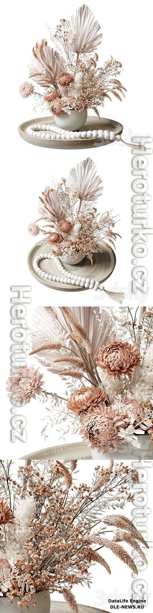 Bouquet of dried flowers with chrysanthemums 34 3D Model