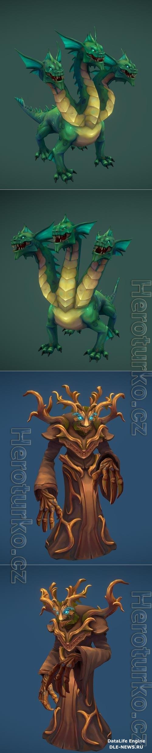 Stylized Hydra and Stylized Root Mage 3D Print