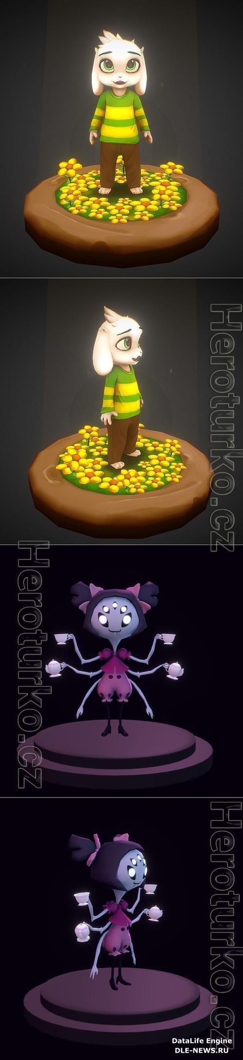 Kid Asriel and Muffet 3D Print