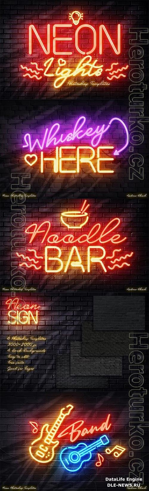 Neon Lights Photoshop Templates