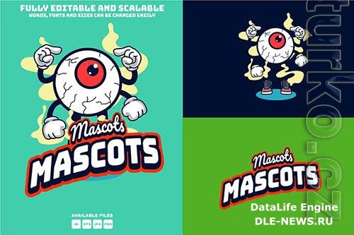 Eye Character Mascots Design Editable Text