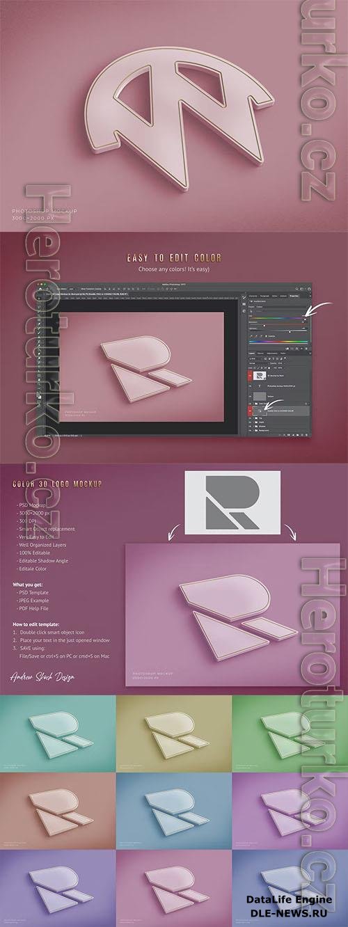 Color 3D Logo Mockup