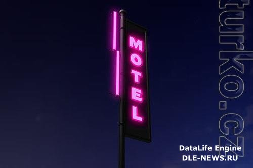 Motel Neon Mockup PSD