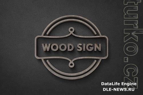 Dark Wood Sign Logo Mockup