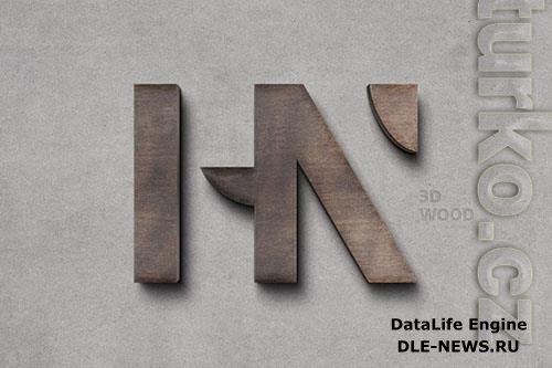 Wooden 3D Logo Mockup PSD