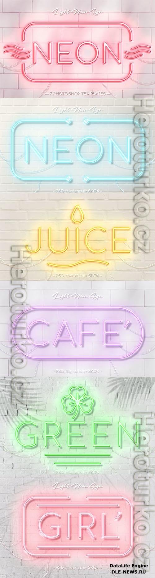 Light Neon Wall Sign PSD