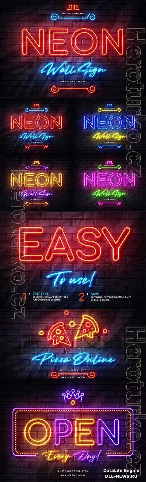 Neon Wall Sign Creator PSD