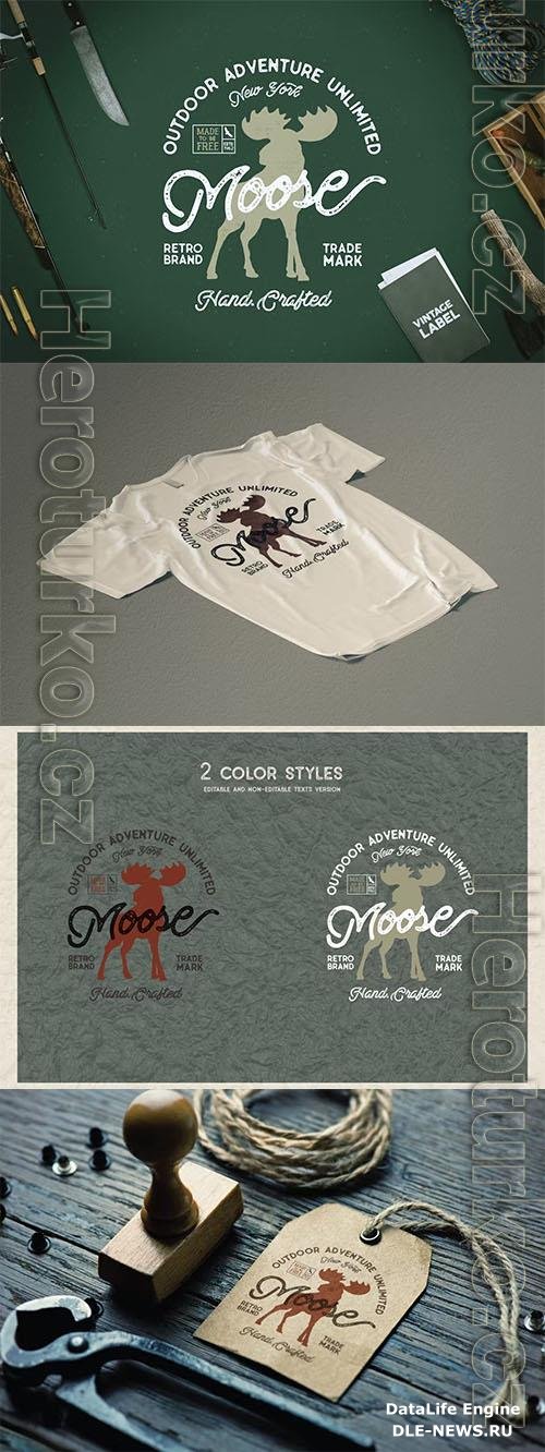 Moose Vintage Logo Template Label